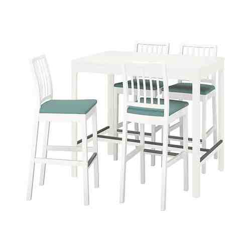Барн стол+4 барн стула, белый/Хакебу светлая бирюза, 120 см EKEDALEN ЭКЕДАЛЕН / EKEDALEN ЭКЕДАЛЕН арт. 19429501
