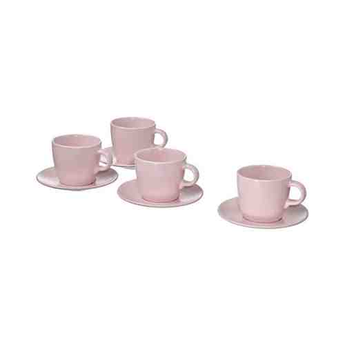 Чашка с блюдцем, матовая поверхность светло-розовый, 25 сл FÄRGKLAR ФЭРГКЛАР арт. 70478164