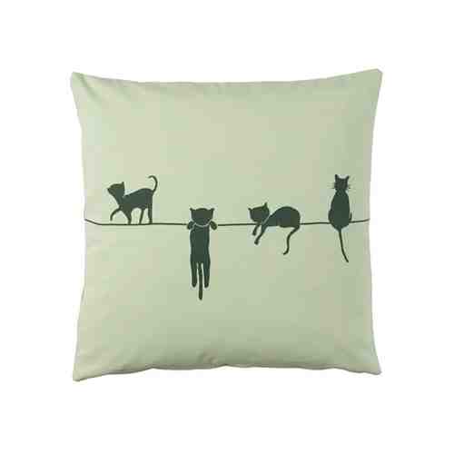 Чехол на подушку, орнамент «кошки»/зеленый, 50x50 см BARNDRÖM БАРНДРЁМ арт. 80504704