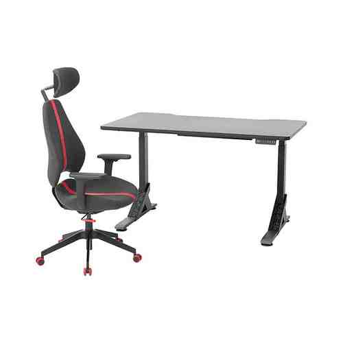 Геймерский стол и стул, черный/серый, 140x80 см UPPSPEL УППСПЕЛЬ / GRUPPSPEL ГРУППСПЕЛЬ арт. 79441048