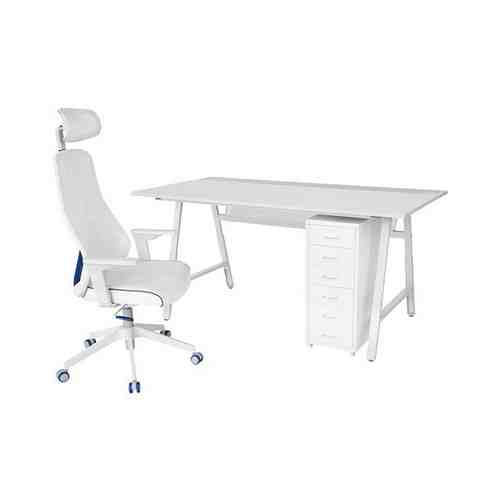 Геймерский стол, стул и тумба, светло-серый/белый UTESPELARE УТЕСПЕЛАРЕ / MATCHSPEL МАТЧСПЕЛ арт. 59443010