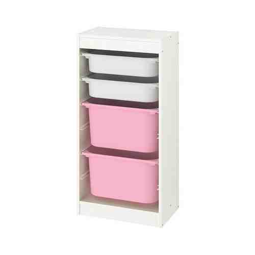 Комбинация д/хранения+контейнеры, белый/белый розовый, 46x30x94 см TROFAST ТРУФАСТ арт. 79337805