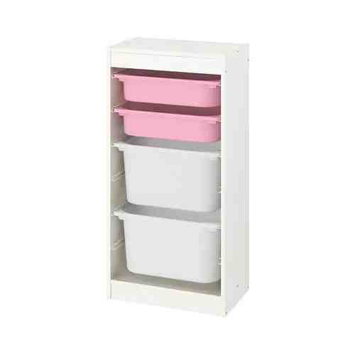 Комбинация д/хранения+контейнеры, белый/розовый белый, 46x30x94 см TROFAST ТРУФАСТ арт. 39338374
