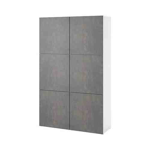 Комбинация для хранения с дверцами, белый/КЭЛЛЬВИКЕН под темно-серый бетон, 120x42x193 см BESTÅ БЕСТО арт. 49436072