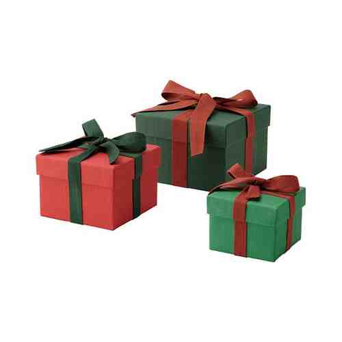 Коробка подарочная,3 штуки, ручная работа зеленый/красный VINTER 2021 ВИНТЕР 2021 арт. 40504089