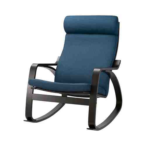Кресло-качалка, черно-коричневый/Шифтебу темно-синий POÄNG ПОЭНГ арт. 49398782