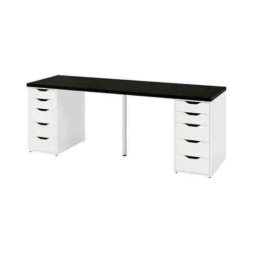 Письменный стол, черно-коричневый/белый, 200x60 см LAGKAPTEN ЛАГКАПТЕН / ALEX АЛЕКС арт. 89417689