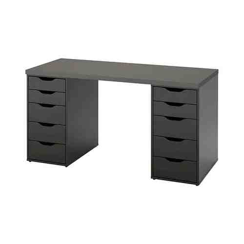 Письменный стол, темно-серый/черно-коричневый, 140x60 см LAGKAPTEN ЛАГКАПТЕН / ALEX АЛЕКС арт. 19431919