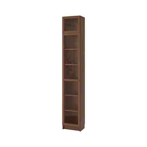 Шкаф книжный со стеклянной дверью, коричневый ясеневый шпон/стекло, 40x30x237 см BILLY БИЛЛИ / OXBERG ОКСБЕРГ арт. 59287439