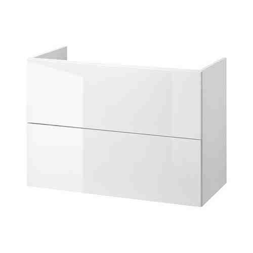 Шкаф под раковину с 2 ящиками, глянцевый/белый, 80x40x60 см FISKÅN ФИСКОН арт. 70499374