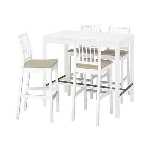 Барн стол+4 барн стула, белый/Хакебу бежевый, 120 см EKEDALEN ЭКЕДАЛЕН / EKEDALEN ЭКЕДАЛЕН арт. 89429499