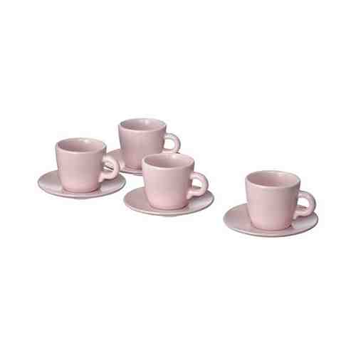 Чашка с блюдцем, матовая поверхность светло-розовый, 7 сл FÄRGKLAR ФЭРГКЛАР арт. 60478188