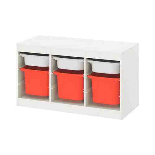 Комбинация д/хранения+контейнеры, белый белый/оранжевый, 99x44x56 см TROFAST ТРУФАСТ арт. 79335514