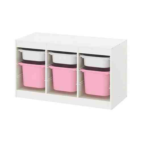 Комбинация д/хранения+контейнеры, белый белый/розовый, 99x44x56 см TROFAST ТРУФАСТ арт. 59335510