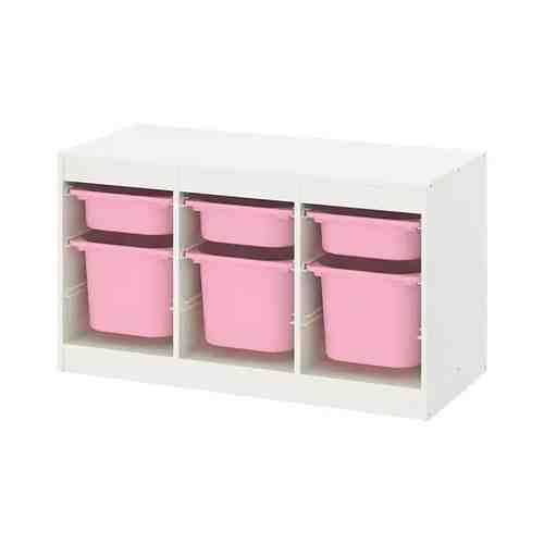 Комбинация д/хранения+контейнеры, белый розовый/розовый, 99x44x56 см TROFAST ТРУФАСТ арт. 49331777