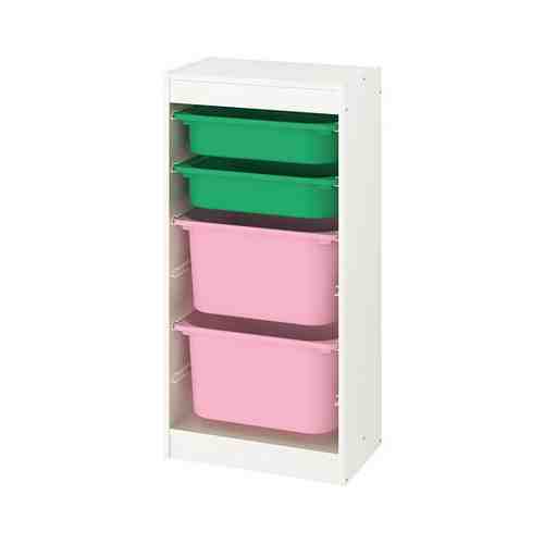 Комбинация д/хранения+контейнеры, белый/зеленый розовый, 46x30x94 см TROFAST ТРУФАСТ арт. 29338280