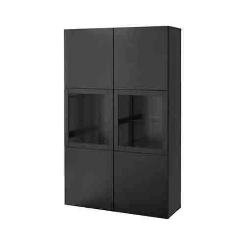 Комбинация д/хранения+стекл дверц, черно-коричневый Лаппвикен/Синдвик черно-коричневый прозрачное стекло, 120x42x193 см BESTÅ БЕСТО арт. 9247441