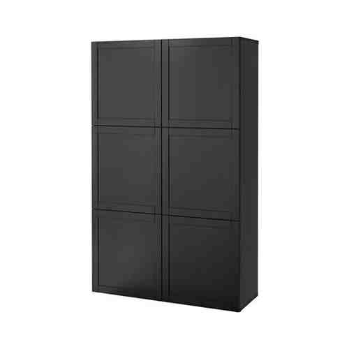 Комбинация для хранения с дверцами, черно-коричневый/Ханвикен черно-коричневый, 120x42x193 см BESTÅ БЕСТО арт. 79058413