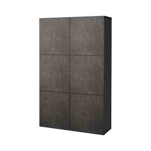 Комбинация для хранения с дверцами, черно-коричневый КЭЛЛЬВИКЕН/темно-серый под бетон, 120x42x193 см BESTÅ БЕСТО арт. 59276370