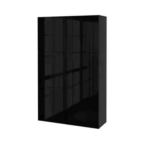 Комбинация для хранения с дверцами, черно-коричневый/Сельсвикен глянцевый/черный, 120x42x193 см BESTÅ БЕСТО арт. 9247144