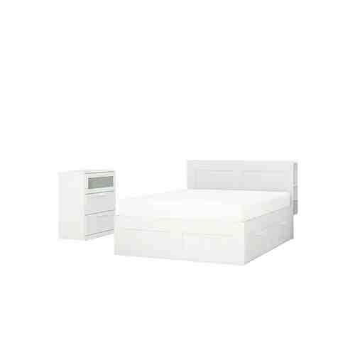 Комплект мебели для спальни,2 предм, белый, 180x200 см BRIMNES БРИМНЭС арт. 19487906