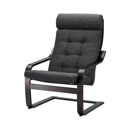 Кресло, черно-коричневый/Гуннаред темно-серый POÄNG ПОЭНГ арт. 69437221