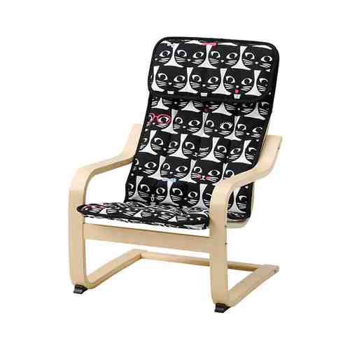 Кресло детское, березовый шпон/Гиссларп орнамент «кошки» POÄNG ПОЭНГ арт. 79417595