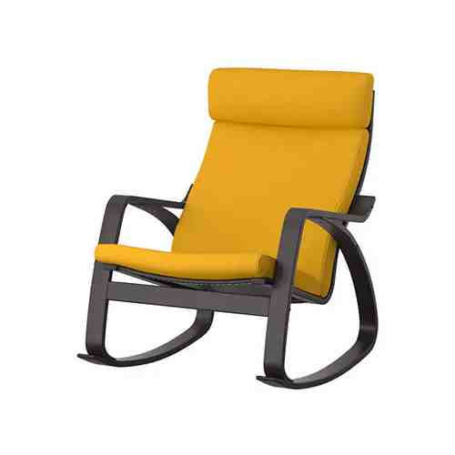 Кресло-качалка, черно-коричневый/Шифтебу желтый POÄNG ПОЭНГ арт. 9398784