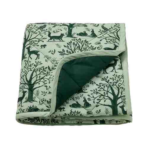 Одеяло/плед, орнамент «лесные животные»/зеленый, 96x96 см TROLLDOM ТРОЛЛДОМ арт. 10515126