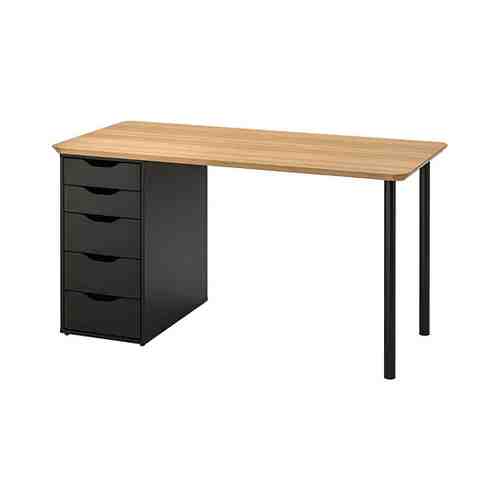 Письменный стол, бамбук/черно-коричневый, 140x65 см ANFALLARE АНФАЛЛАРЕ / ALEX АЛЕКС арт. 49417747