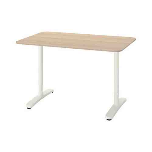 Письменный стол, дубовый шпон, беленый/белый, 120x80 см BEKANT БЕКАНТ арт. 9282590