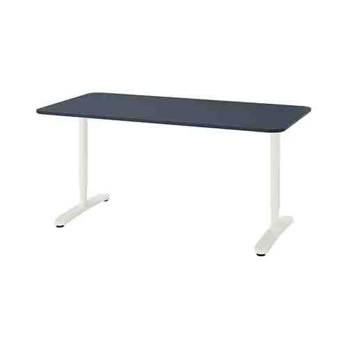 Письменный стол, линолеум синий/белый, 160x80 см BEKANT БЕКАНТ арт. 39282763