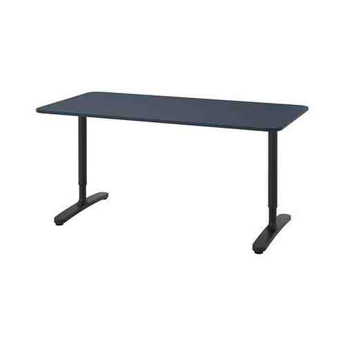 Письменный стол, линолеум синий/черный, 160x80 см BEKANT БЕКАНТ арт. 9282769