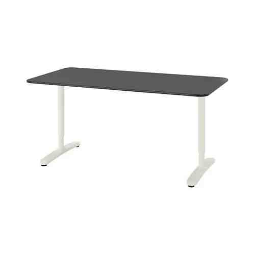 Письменный стол, ясеневый шпон/черная морилка/белый, 160x80 см BEKANT БЕКАНТ арт. 39282683