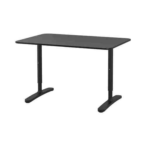 Письменный стол, ясеневый шпон/черная морилка/черный, 120x80 см BEKANT БЕКАНТ арт. 9282585