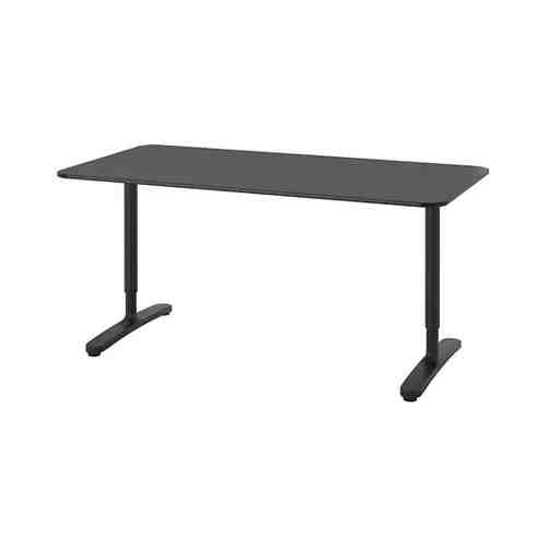 Письменный стол, ясеневый шпон/черная морилка/черный, 160x80 см BEKANT БЕКАНТ арт. 29282594