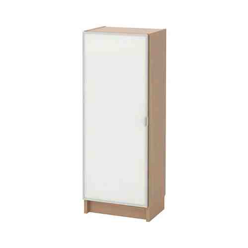 Шкаф книжный со стеклянной дверью, дубовый шпон, беленый/стекло, 40x30x106 см BILLY БИЛЛИ / MORLIDEN МОРЛИДЕН арт. 9287385