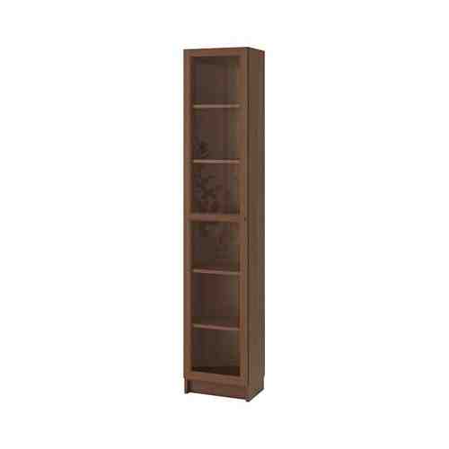Шкаф книжный со стеклянной дверью, коричневый ясеневый шпон/стекло, 40x30x202 см BILLY БИЛЛИ / OXBERG ОКСБЕРГ арт. 69287405
