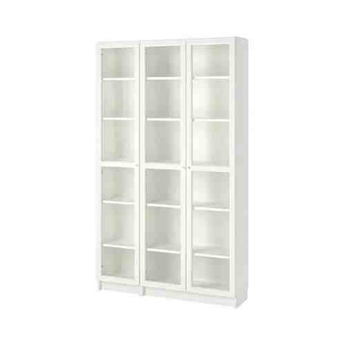 Шкаф книжный со стеклянными дверьми, белый, 120x30x202 см BILLY БИЛЛИ / OXBERG ОКСБЕРГ арт. 19281806
