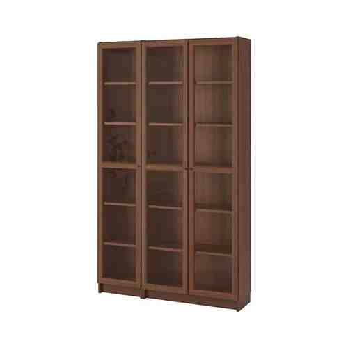 Шкаф книжный со стеклянными дверьми, коричневый ясеневый шпон, 120x30x202 см BILLY БИЛЛИ / OXBERG ОКСБЕРГ арт. 89281799
