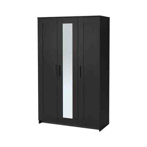 Шкаф платяной 3-дверный, черный, 117x190 см BRIMNES БРИМНЭС арт. 412124