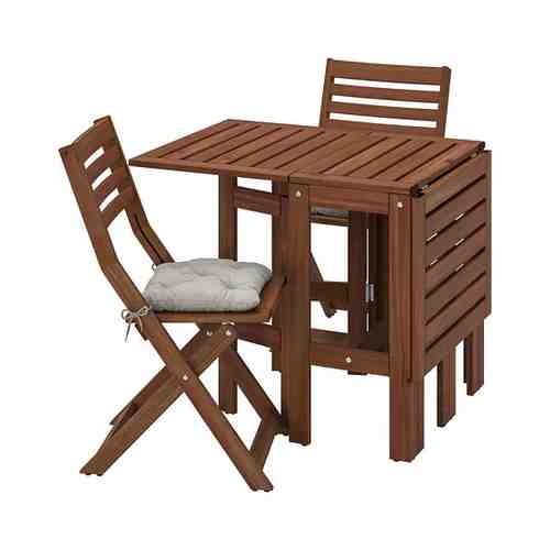 Стол+2 складных стула,д/сада, коричневая морилка/Куддарна серый ÄPPLARÖ ЭПЛАРО арт. 19328432