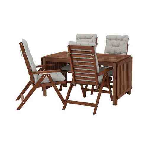 Стол+4 кресла, д/сада, коричневая морилка/Куддарна серый ÄPPLARÖ ЭПЛАРО арт. 29289717