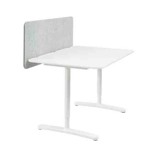 Стол с экраном, белый/серый, 120x80 48 см BEKANT БЕКАНТ арт. 29387299