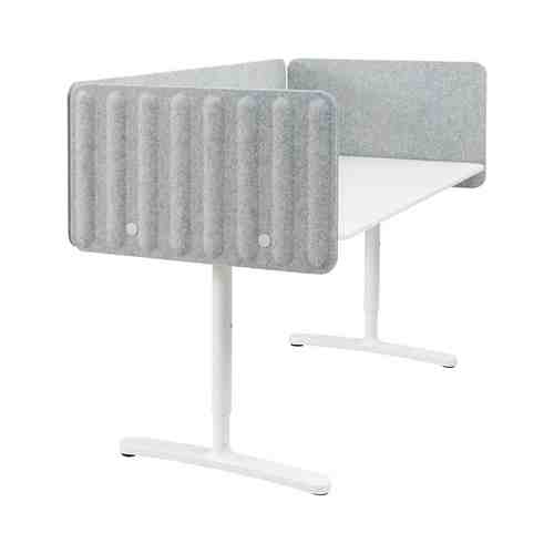 Стол с экраном, белый/серый, 160x80 48 см BEKANT БЕКАНТ арт. 29387384