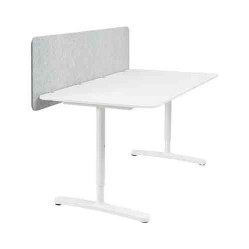 Стол с экраном, белый/серый, 160x80 48 см BEKANT БЕКАНТ арт. 69387363