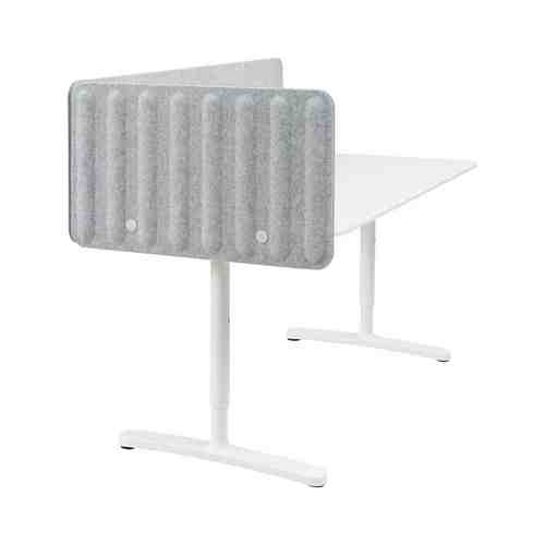 Стол с экраном, белый/серый, 160x80 48 см BEKANT БЕКАНТ арт. 89387381