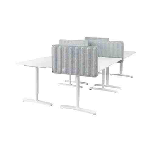 Стол с экраном, белый/серый, 320x160 48 см BEKANT БЕКАНТ арт. 99387390