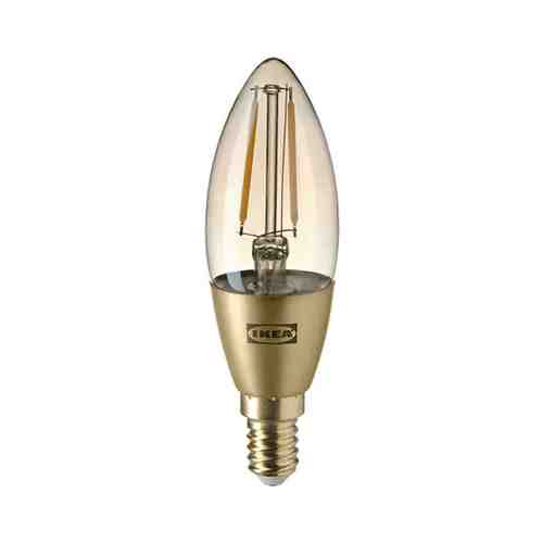 Светодиодная лампочка E14 140 лм, регулируемая яркость/свечеобразный коричневый, прозрачное стекло ROLLSBO РОЛЛЬСБУ арт. 40411556