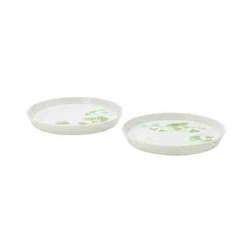 Тарелка десертная, орнамент «листья» белый/зеленый, 17 см STILENLIG СТИЛЕНЛИГ арт. 10450993